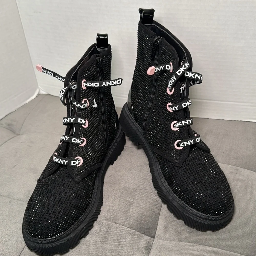 DKNY Girls Ava Speed Moto Sparkle Boots Size 4 NWOT
